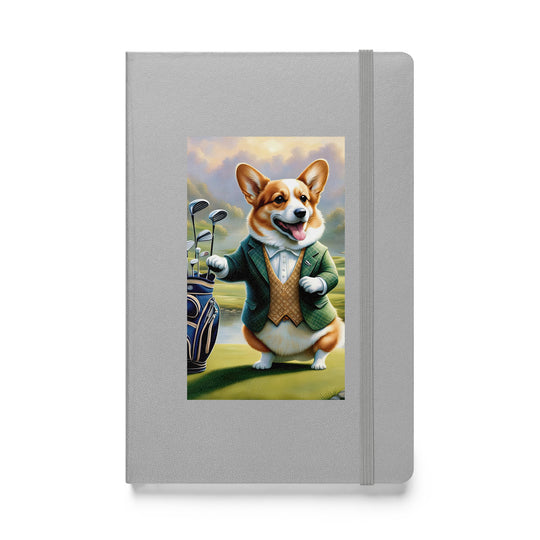 Pembroke Welsh Corgi Golfer- Hardcover bound notebook v4