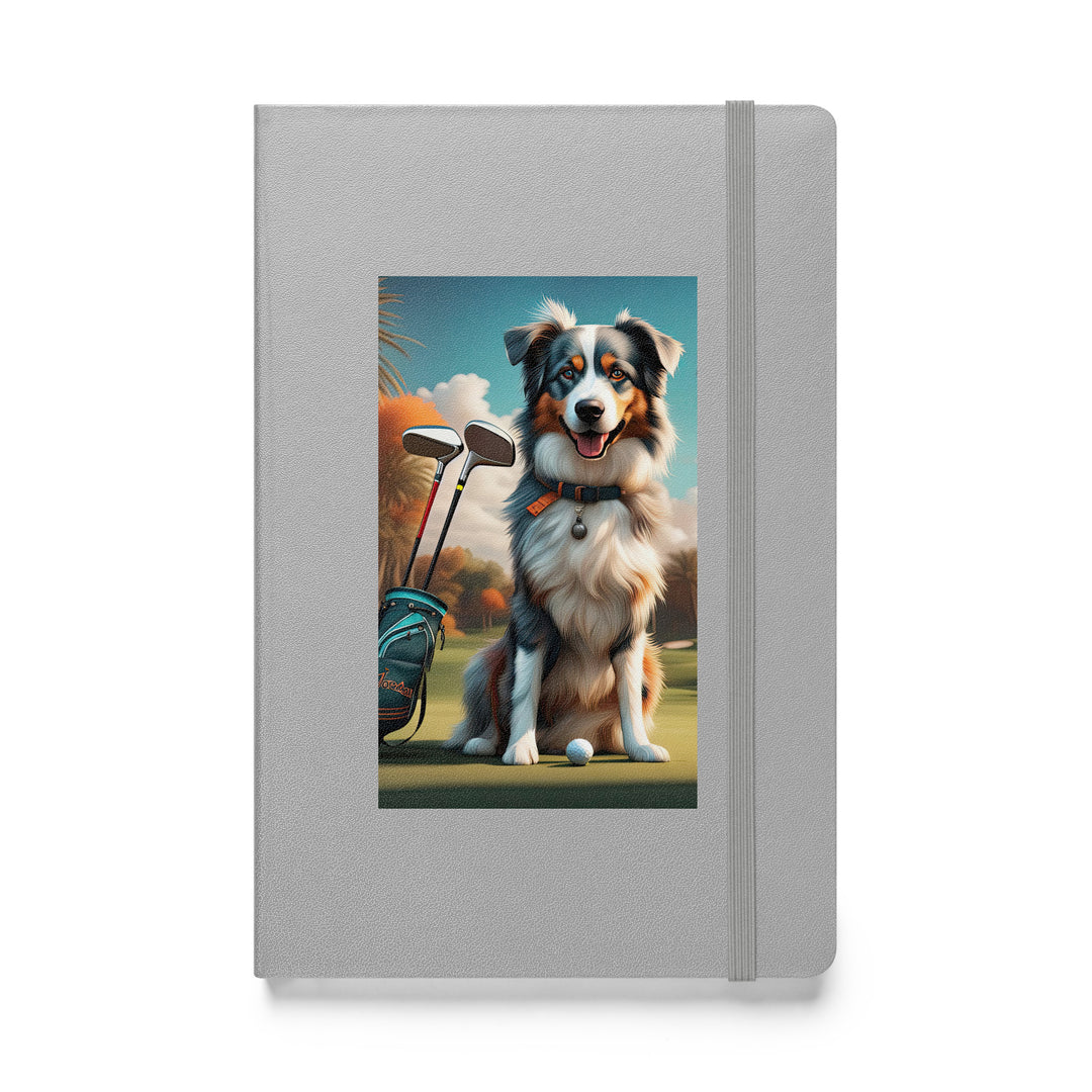 Australian Shepherd Golfer- Hardcover bound notebook v2