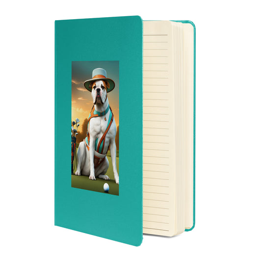 American Bulldog Golfer- Hardcover bound notebook v2