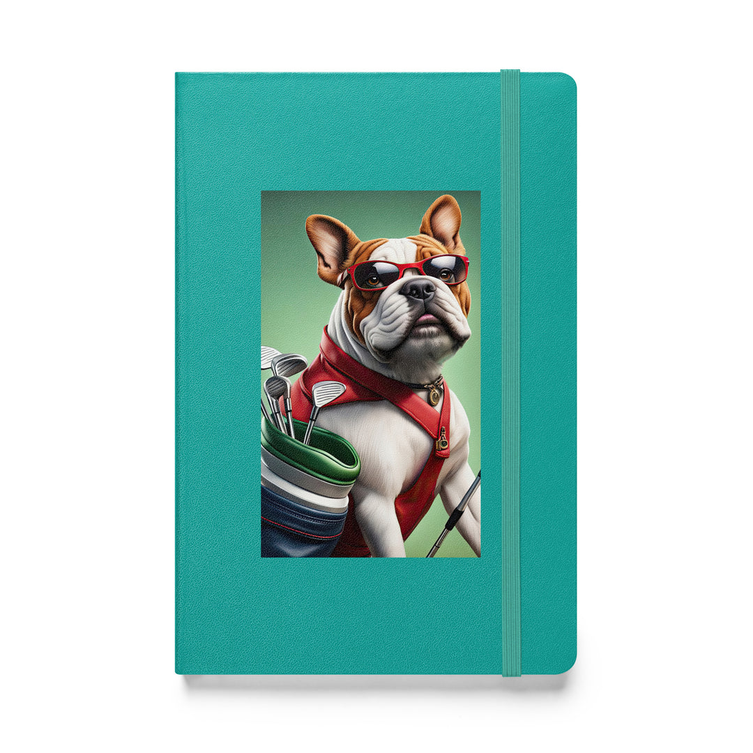 Bulldog Golfer- Hardcover bound notebook v2