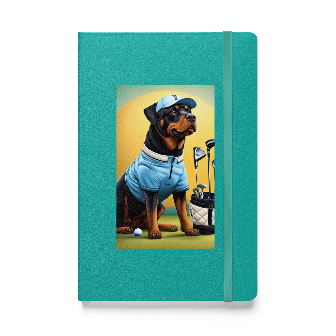 Rottweiler Golfer- Hardcover bound notebook v2