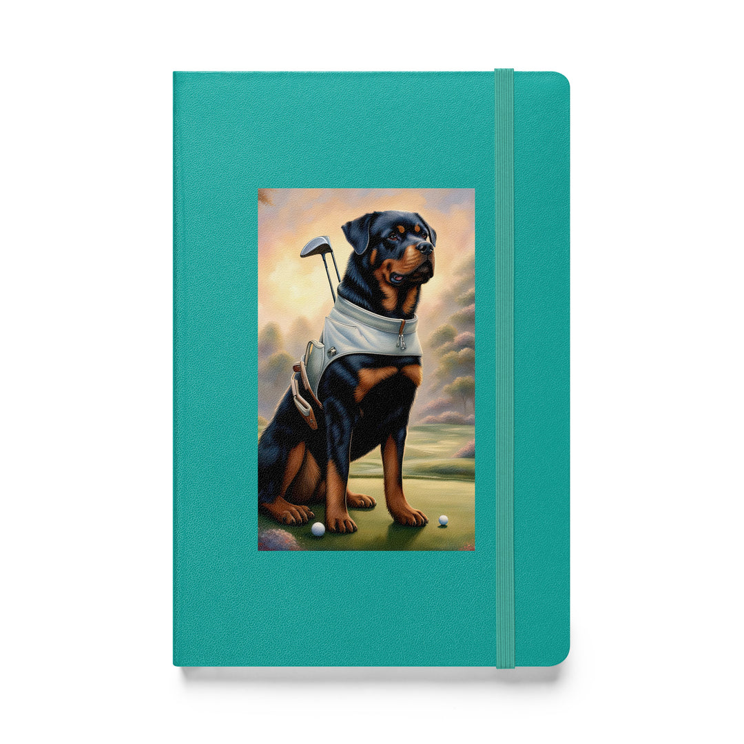 Rottweiler Golfer- Hardcover bound notebook v3