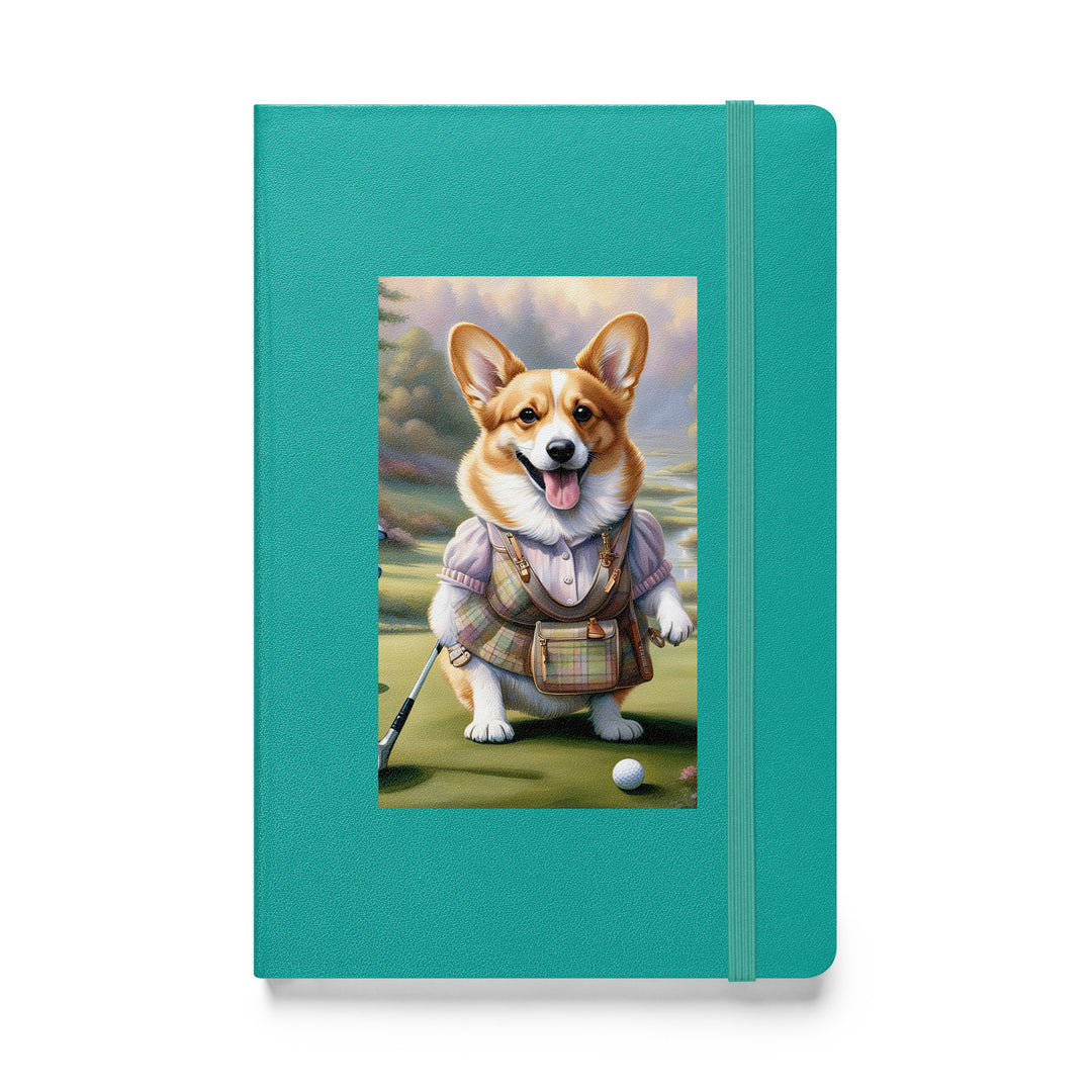 Pembroke Welsh Corgi Golfer- Hardcover bound notebook v3