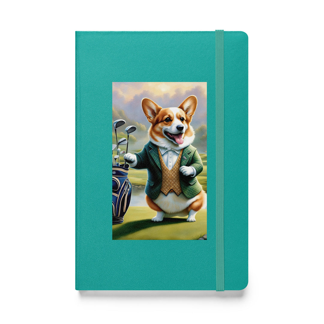 Pembroke Welsh Corgi Golfer- Hardcover bound notebook v4