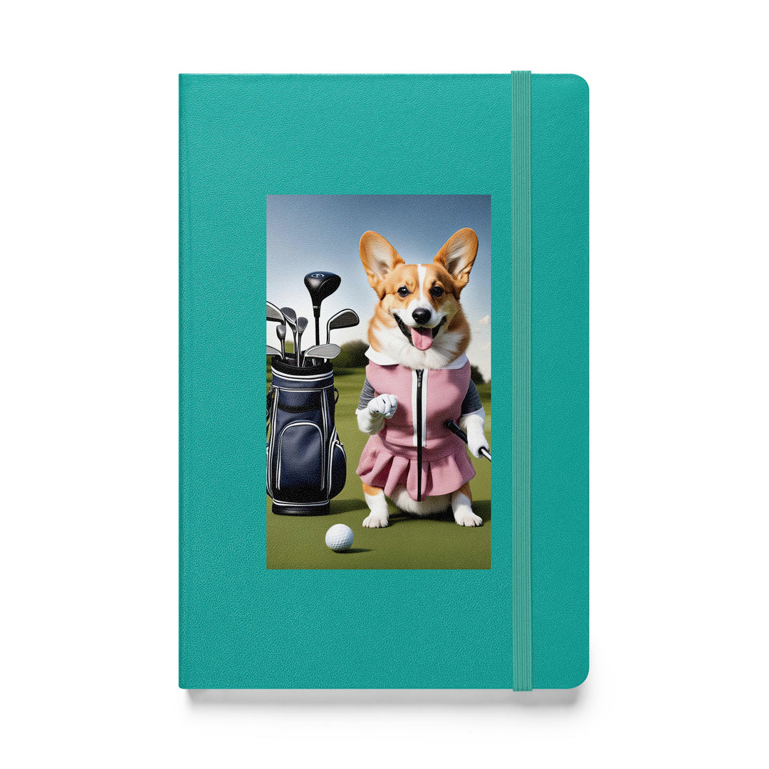 Pembroke Welsh Corgi Golfer- Hardcover bound notebook v5