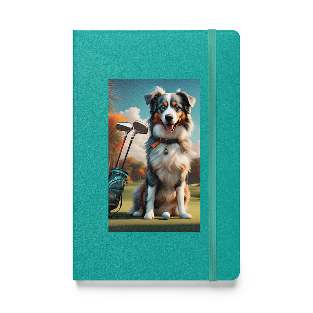 Australian Shepherd Golfer- Hardcover bound notebook v2