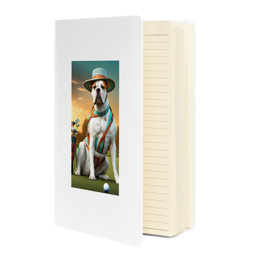 American Bulldog Golfer- Hardcover bound notebook v2