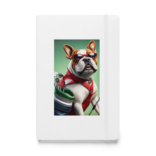 Bulldog Golfer- Hardcover bound notebook v2