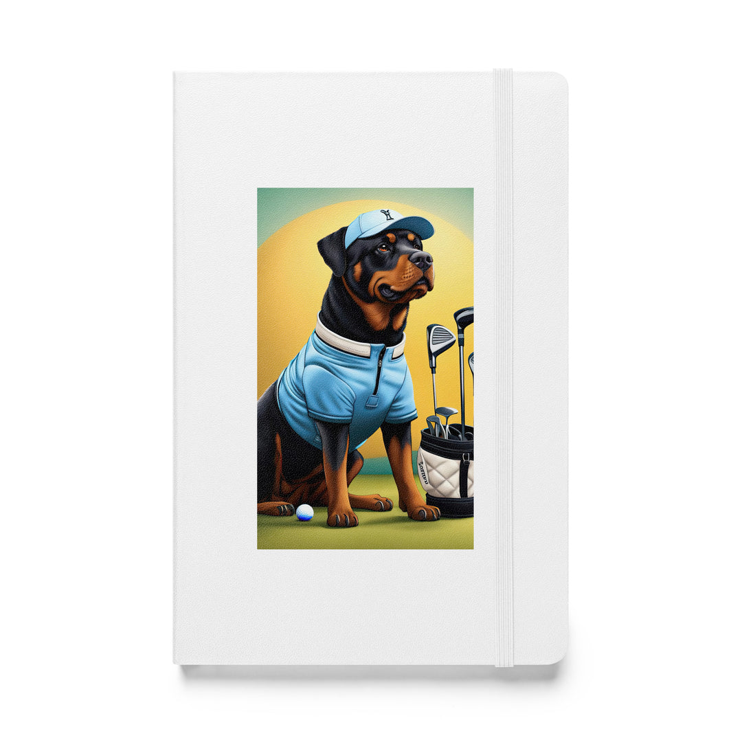 Rottweiler Golfer- Hardcover bound notebook v2