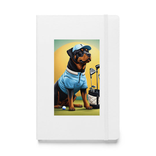 Rottweiler Golfer- Hardcover bound notebook v2