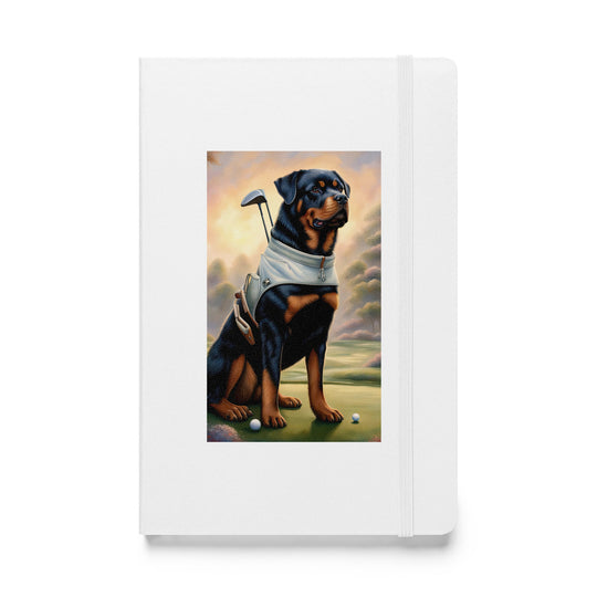 Rottweiler Golfer- Hardcover bound notebook v3