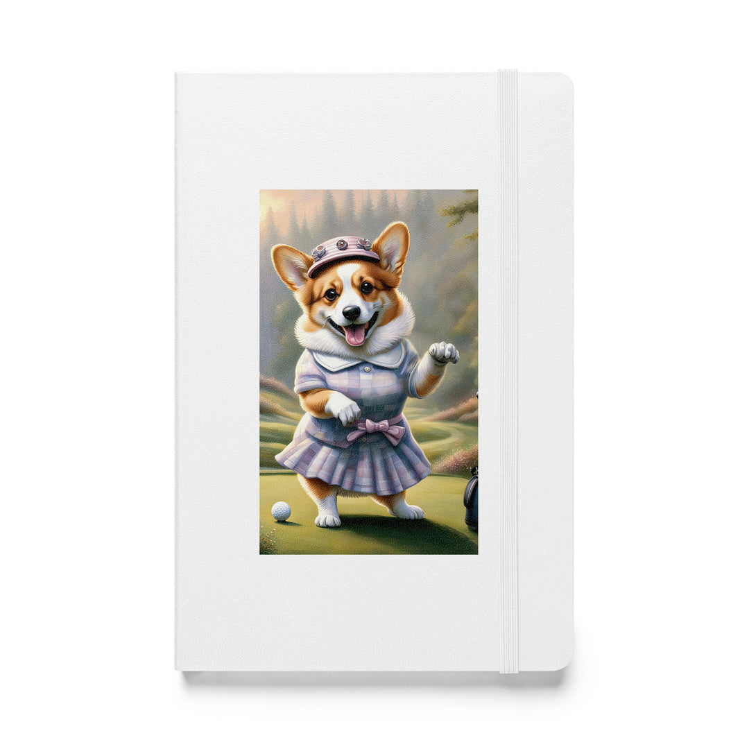 Pembroke Welsh Corgi Golfer- Hardcover bound notebook v2