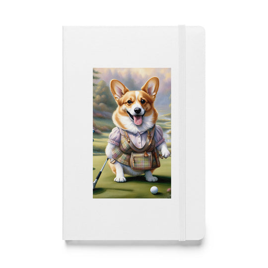 Pembroke Welsh Corgi Golfer- Hardcover bound notebook v3