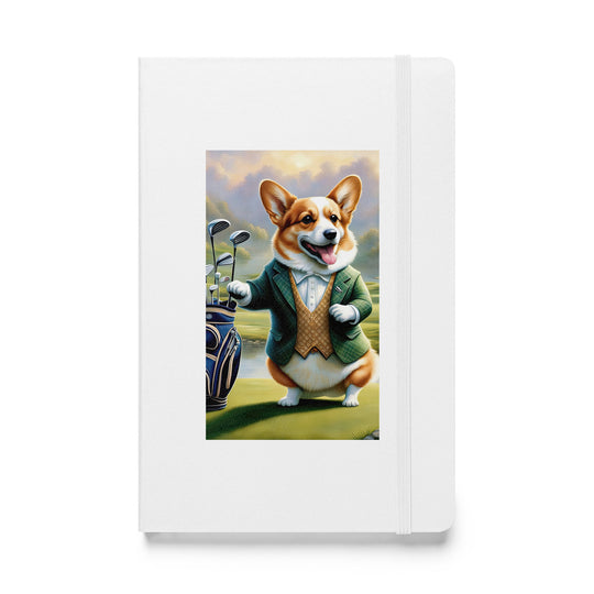 Pembroke Welsh Corgi Golfer- Hardcover bound notebook v4