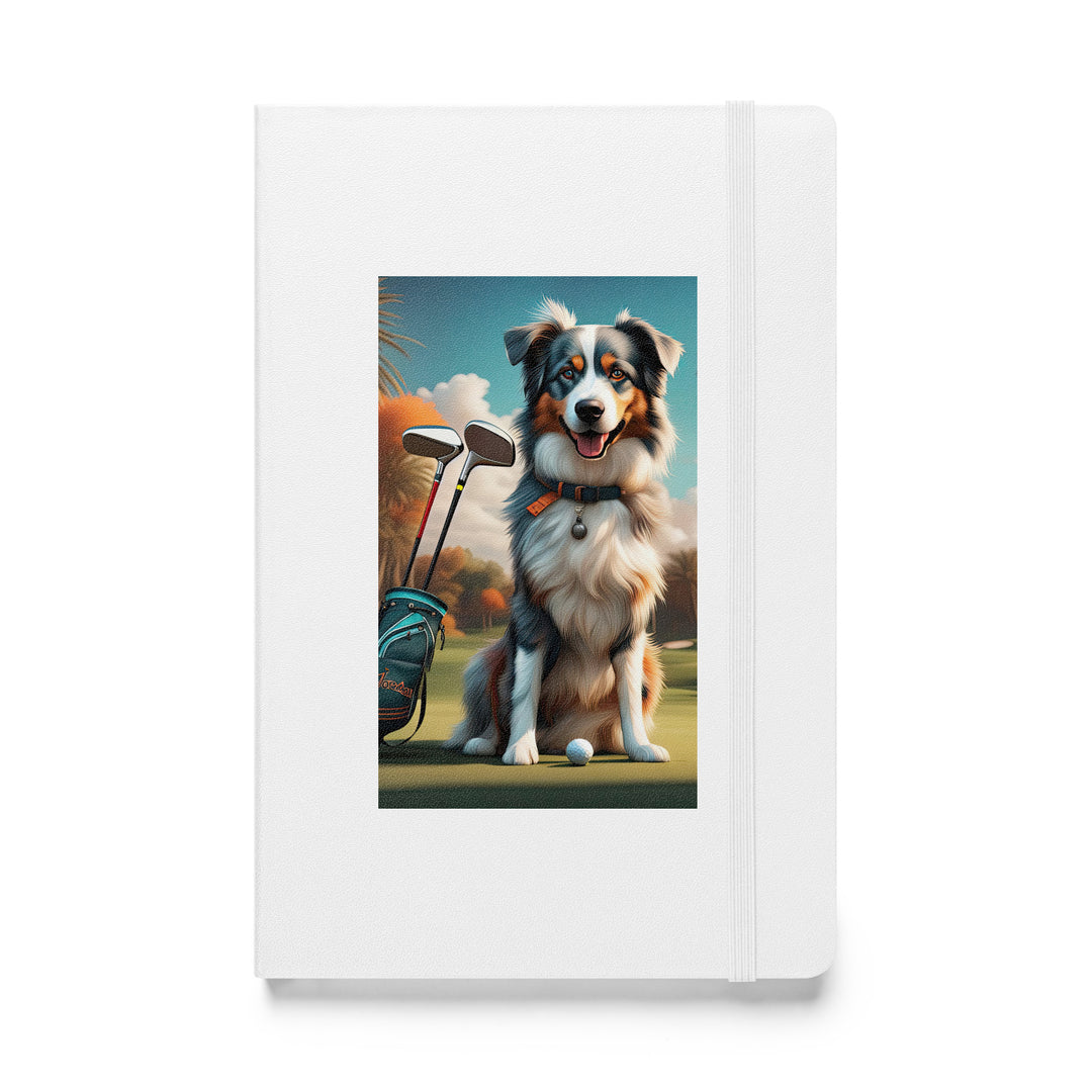 Australian Shepherd Golfer- Hardcover bound notebook v2