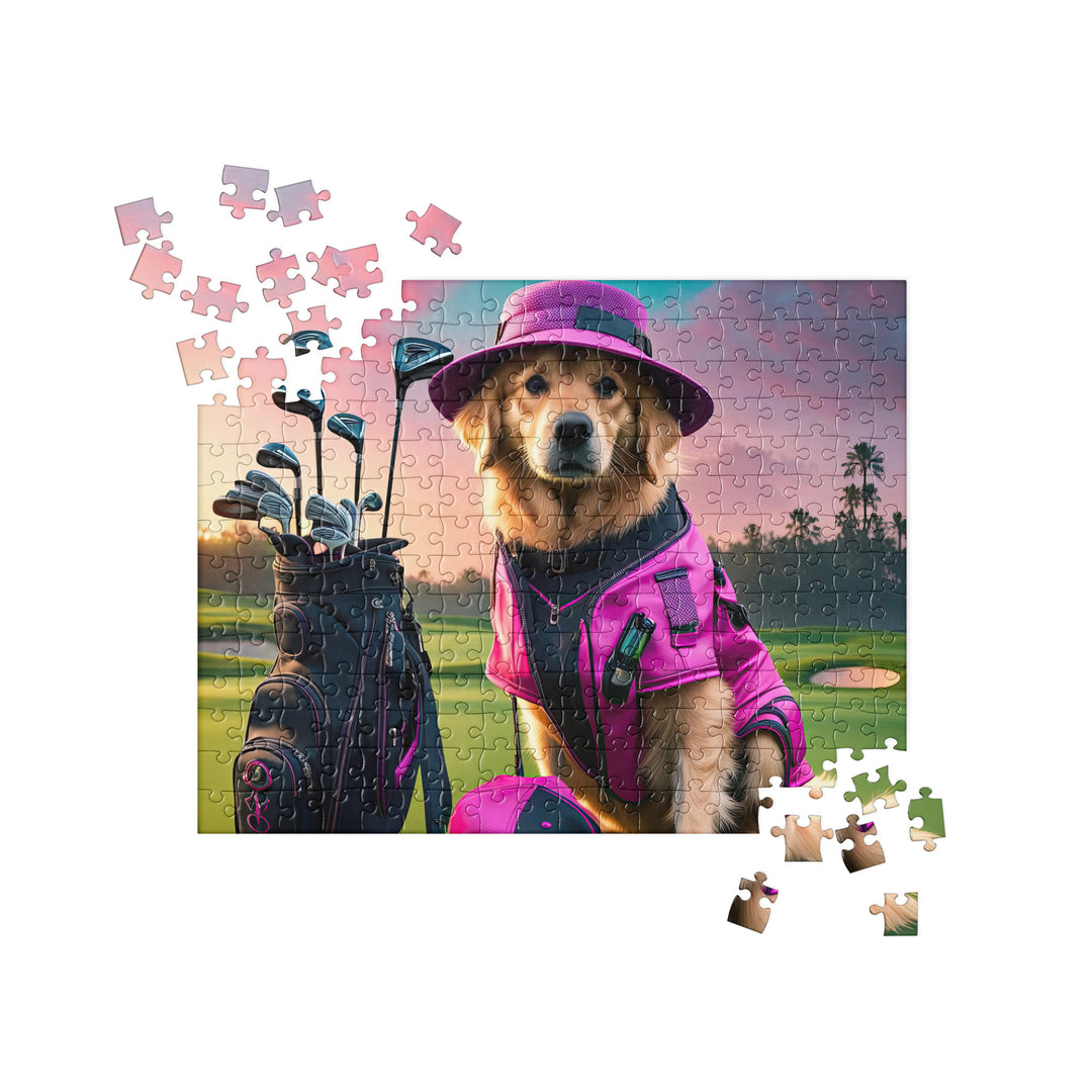 Golden Retriever Golfer- Jigsaw Puzzle V19