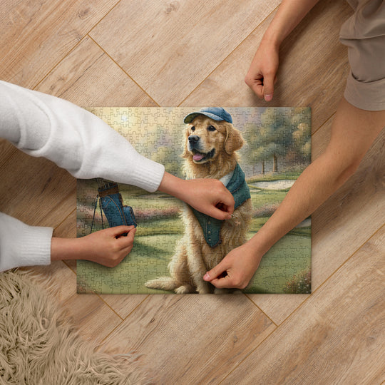 Golden Retriever Golfer- Jigsaw Puzzle V17