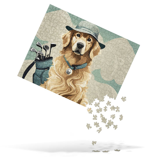 Golden Retriever Golfer- Jigsaw Puzzle V23