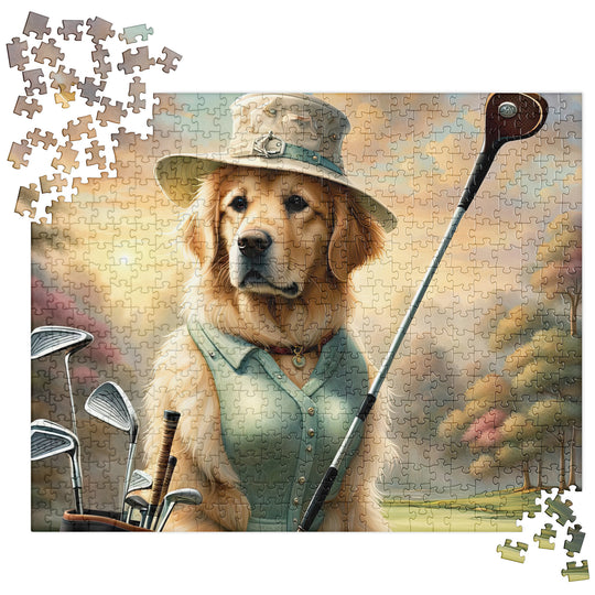 Golden Retriever Golfer- Jigsaw Puzzle V24