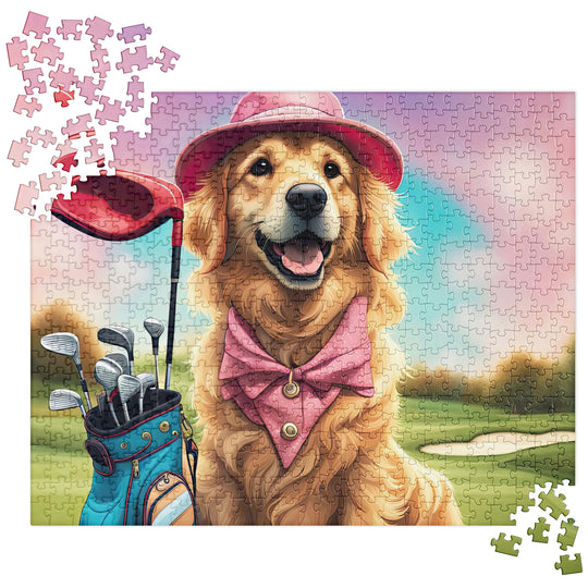 Golden Retriever Golfer- Jigsaw Puzzle V28