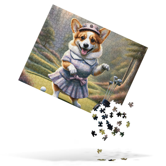 Pembroke Welsh Corgi Golfer- Jigsaw Puzzle v2