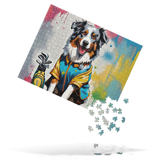 Australian Shepherd Golfer- Jigsaw Puzzle v3