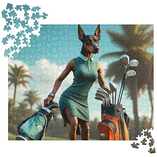 Doberman Pinscher Golfer- Jigsaw Puzzle v2