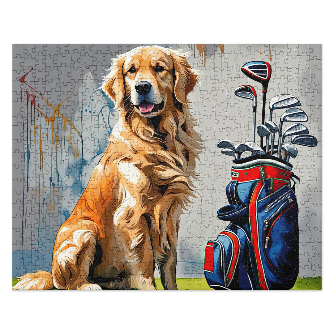 Golden Retriever Golfer- Jigsaw Puzzle V10