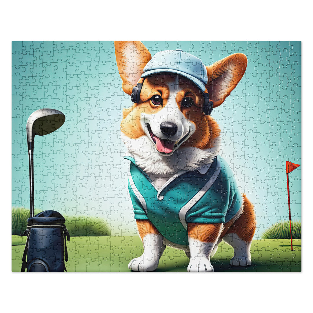 Pembroke Welsh Corgi Golfer- Jigsaw Puzzle