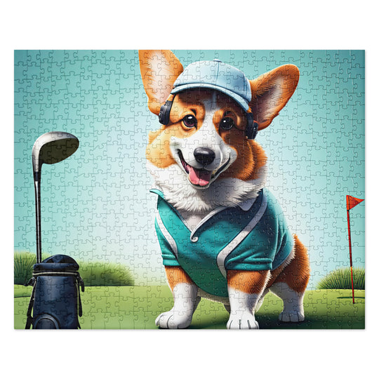 Pembroke Welsh Corgi Golfer- Jigsaw Puzzle