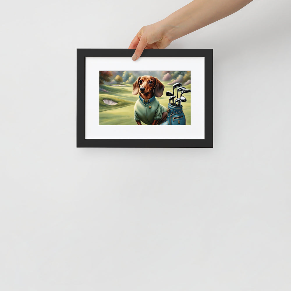 Dachshund Golfer- Matte Paper Framed Poster With Mat v2