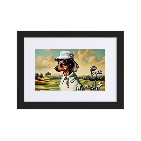 Dachshund Golfer- Matte Paper Framed Poster With Mat v3