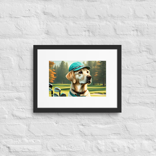 Matte Paper Framed Poster With Mat-Labrador Retriever Golfer V10