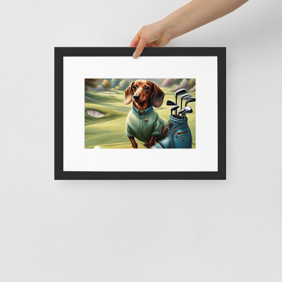 Dachshund Golfer- Matte Paper Framed Poster With Mat v2