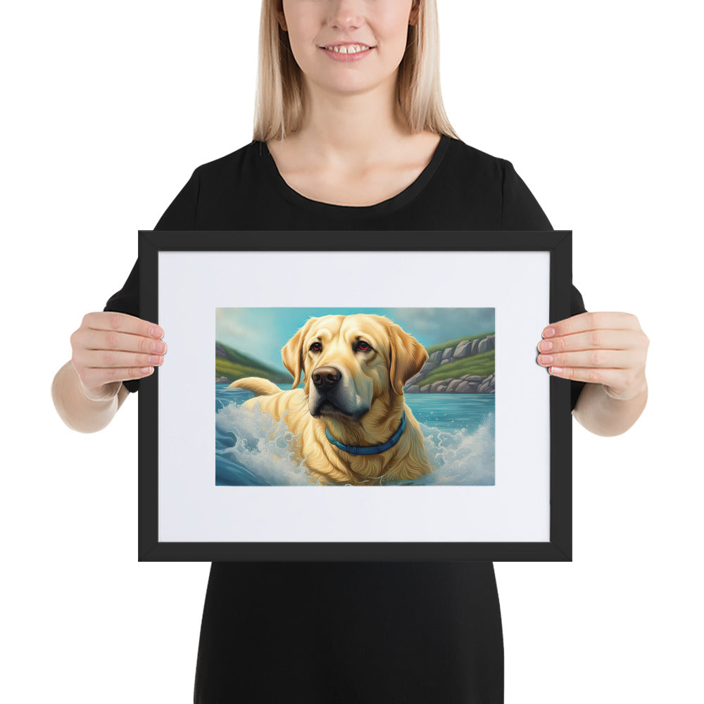 Matte Paper Framed Poster With Mat-Labrador Retriever V2