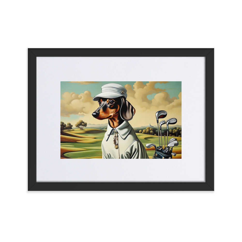 Dachshund Golfer- Matte Paper Framed Poster With Mat v3