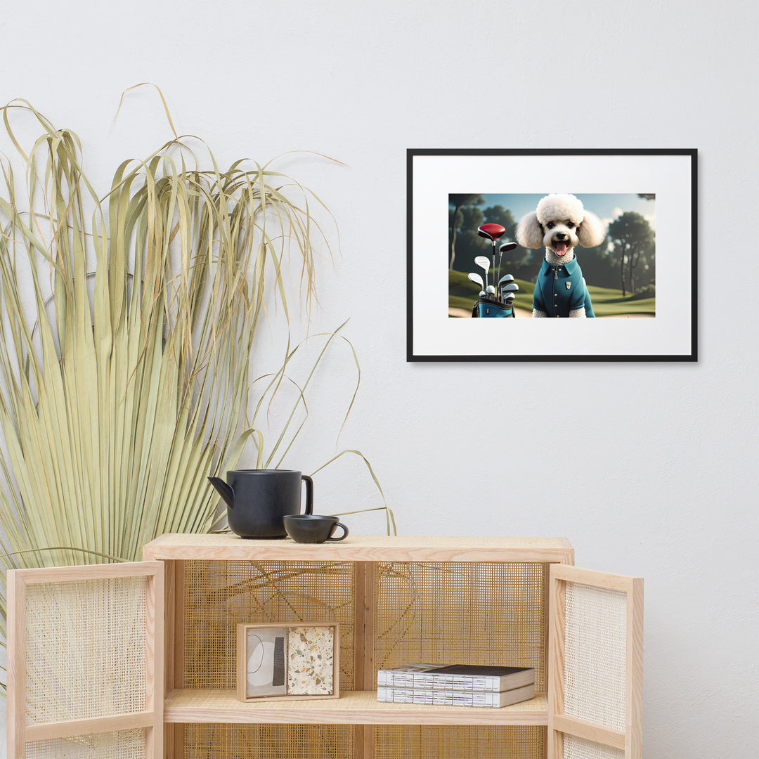 Poodle Golfer- Matte Paper Framed Poster With Mat