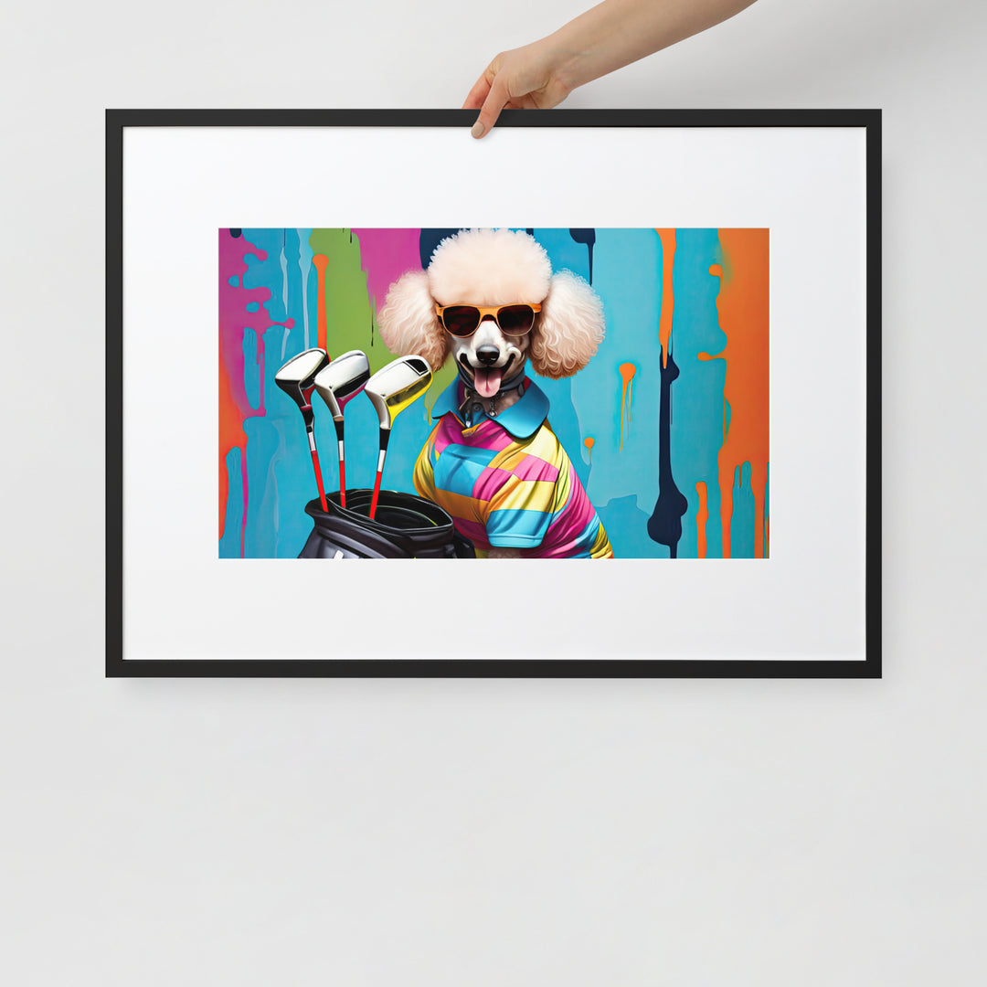 Poodle Golfer- Matte Paper Framed Poster With Mat v4