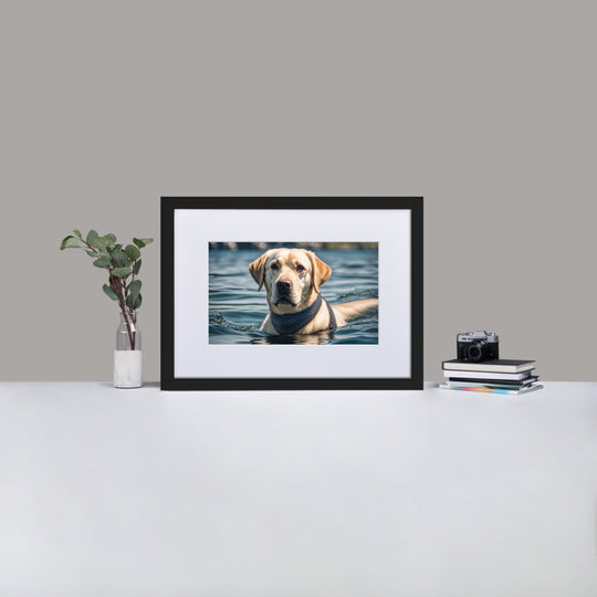 Matte Paper Framed Poster With Mat-Labrador Retriever V3