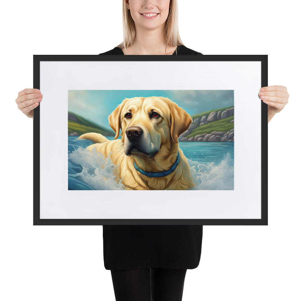 Matte Paper Framed Poster With Mat-Labrador Retriever V2