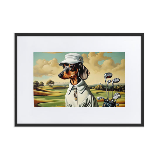 Dachshund Golfer- Matte Paper Framed Poster With Mat v3