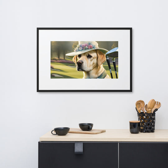 Matte Paper Framed Poster With Mat-Labrador Retriever Golfer V5