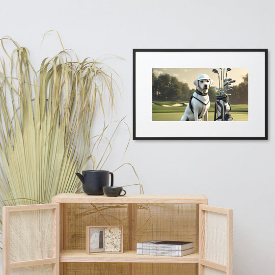 Matte Paper Framed Poster With Mat-Labrador Retriever Golfer V6