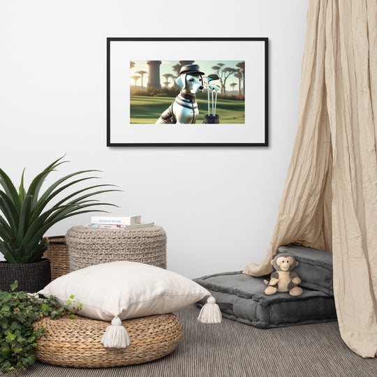 Matte Paper Framed Poster With Mat-Labrador Retriever Golfer V18