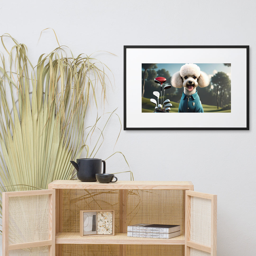 Poodle Golfer- Matte Paper Framed Poster With Mat