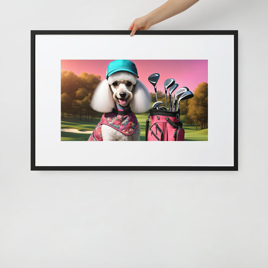 Poodle Golfer- Matte Paper Framed Poster With Mat v5