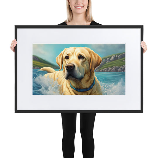 Matte Paper Framed Poster With Mat-Labrador Retriever V2