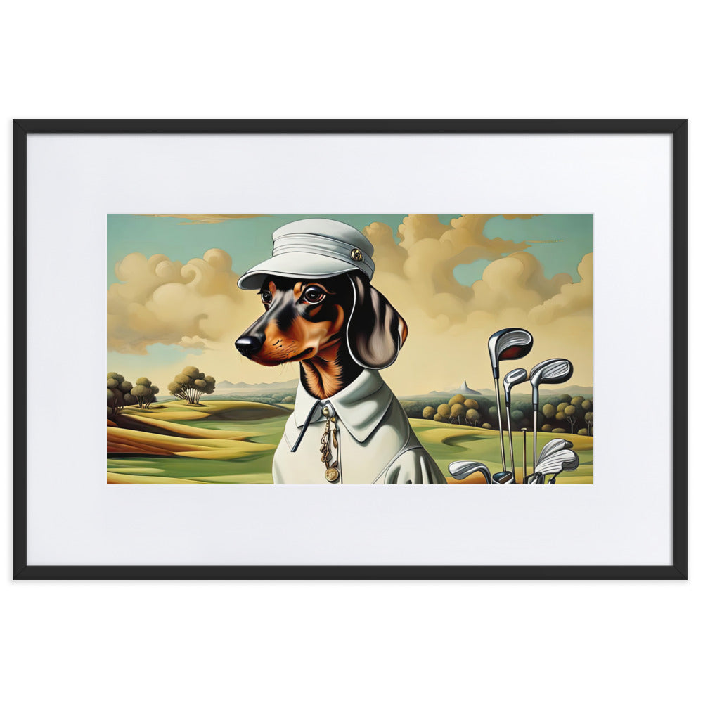 Dachshund Golfer- Matte Paper Framed Poster With Mat v3