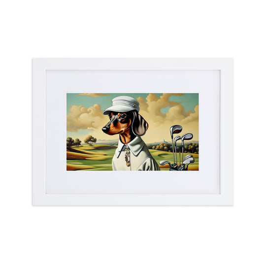 Dachshund Golfer- Matte Paper Framed Poster With Mat v3