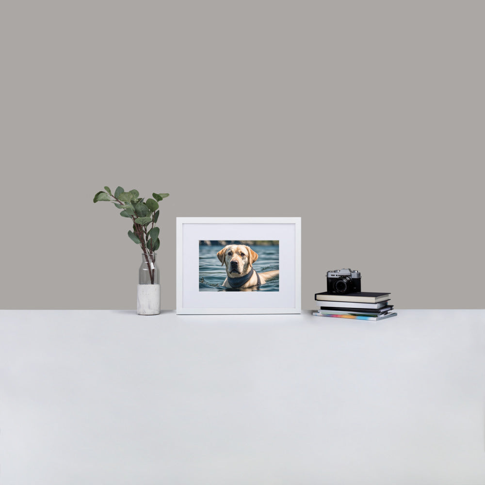 Matte Paper Framed Poster With Mat-Labrador Retriever V3